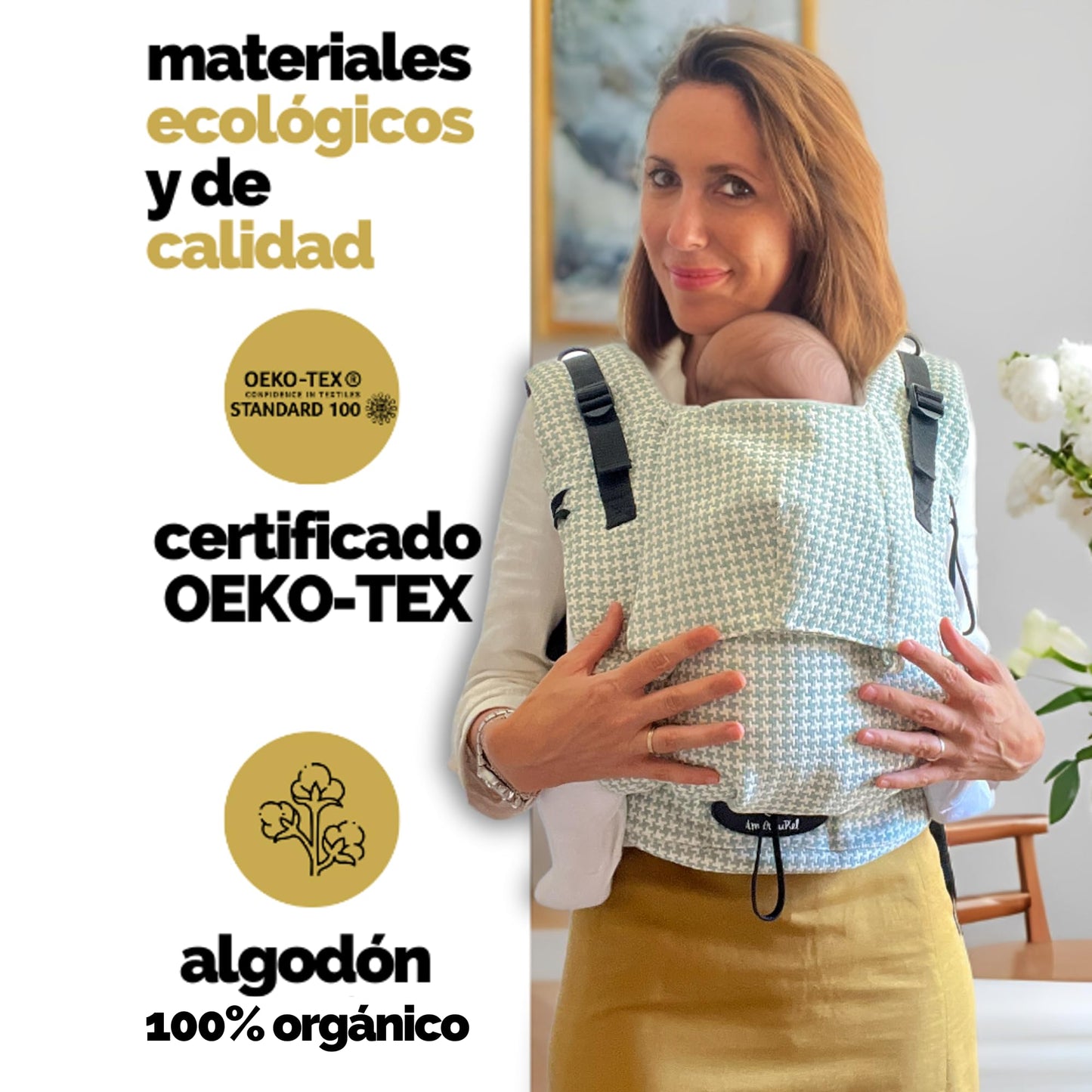 Amarsupiel Babytrage Ergonomisch Baumwolle Atmungsaktiv Mint